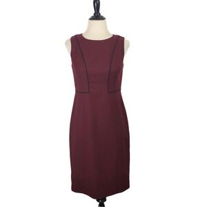TALBOTS 2 Petite New Maroon Red Wool DRESS Sleeveless Classic Sheath NWT $170
